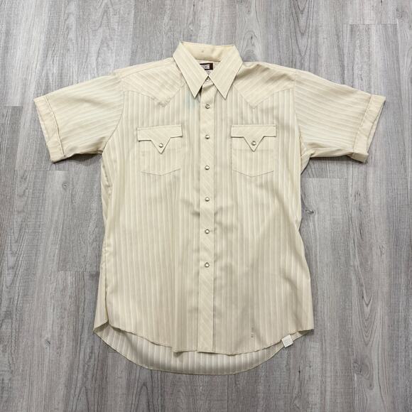 Vintage Fenton Shirt Men's Large Beige Pearl Snap USA Made Western Cowboy NWT